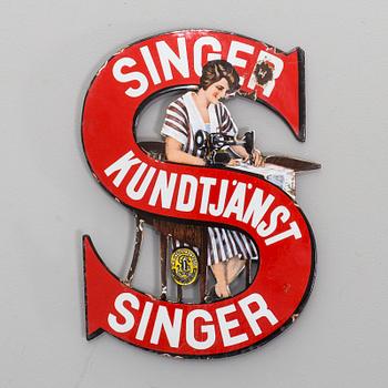 an enamel sign, Singer, from the 1920's.