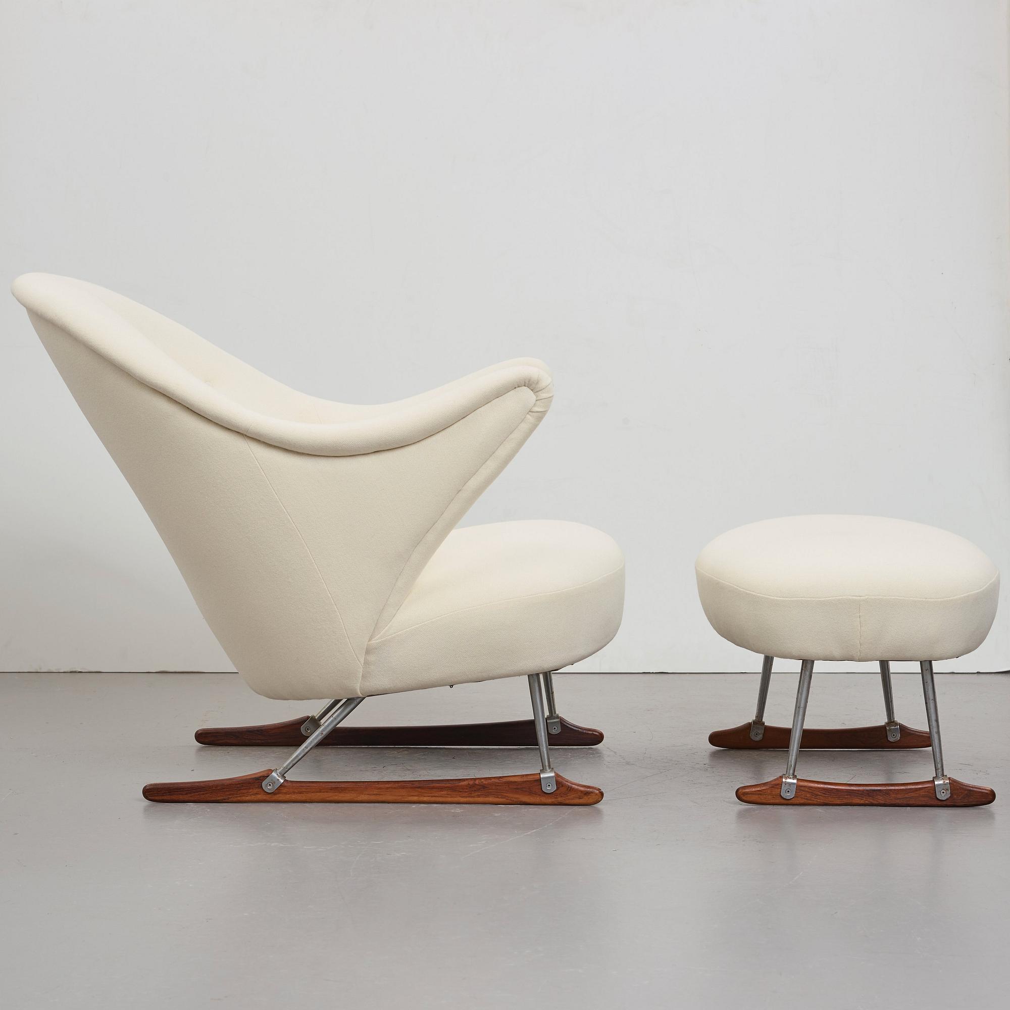 Børge Mogensen, a "model nr 160" easy chair and ottoman by Tage M Christensen & Co, Denmark 1950's.