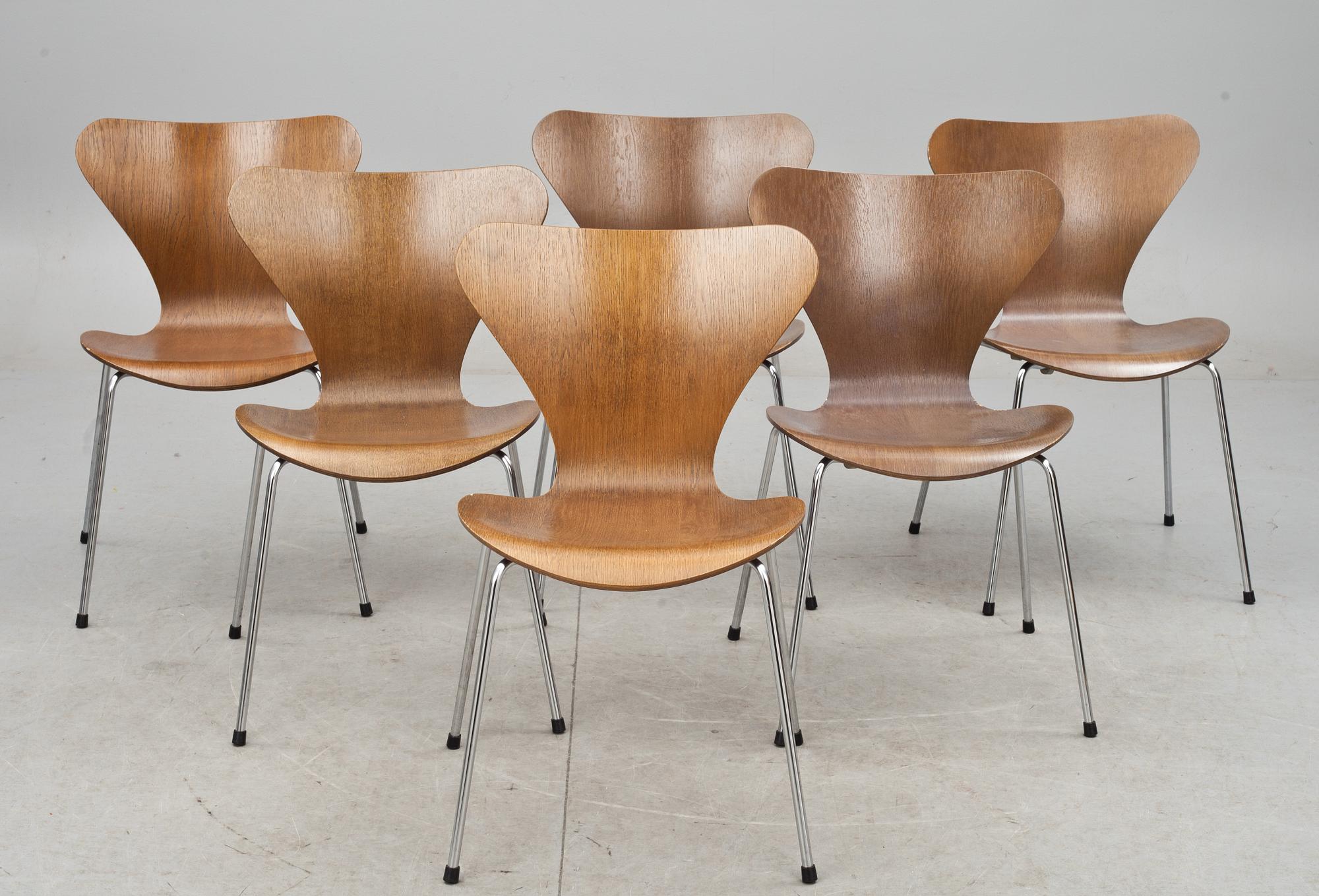 STOLAR, 6 st, "Sjuan", Arne Jacobsen, Fritz Hansen.