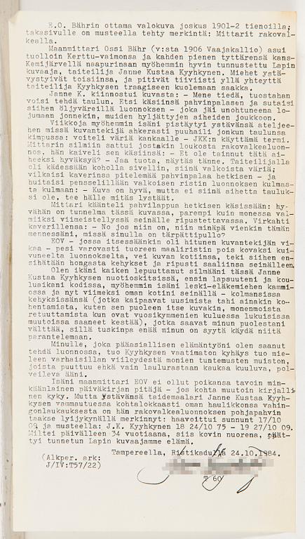 Juho Kyyhkynen, väitetty, Lepotuokio.