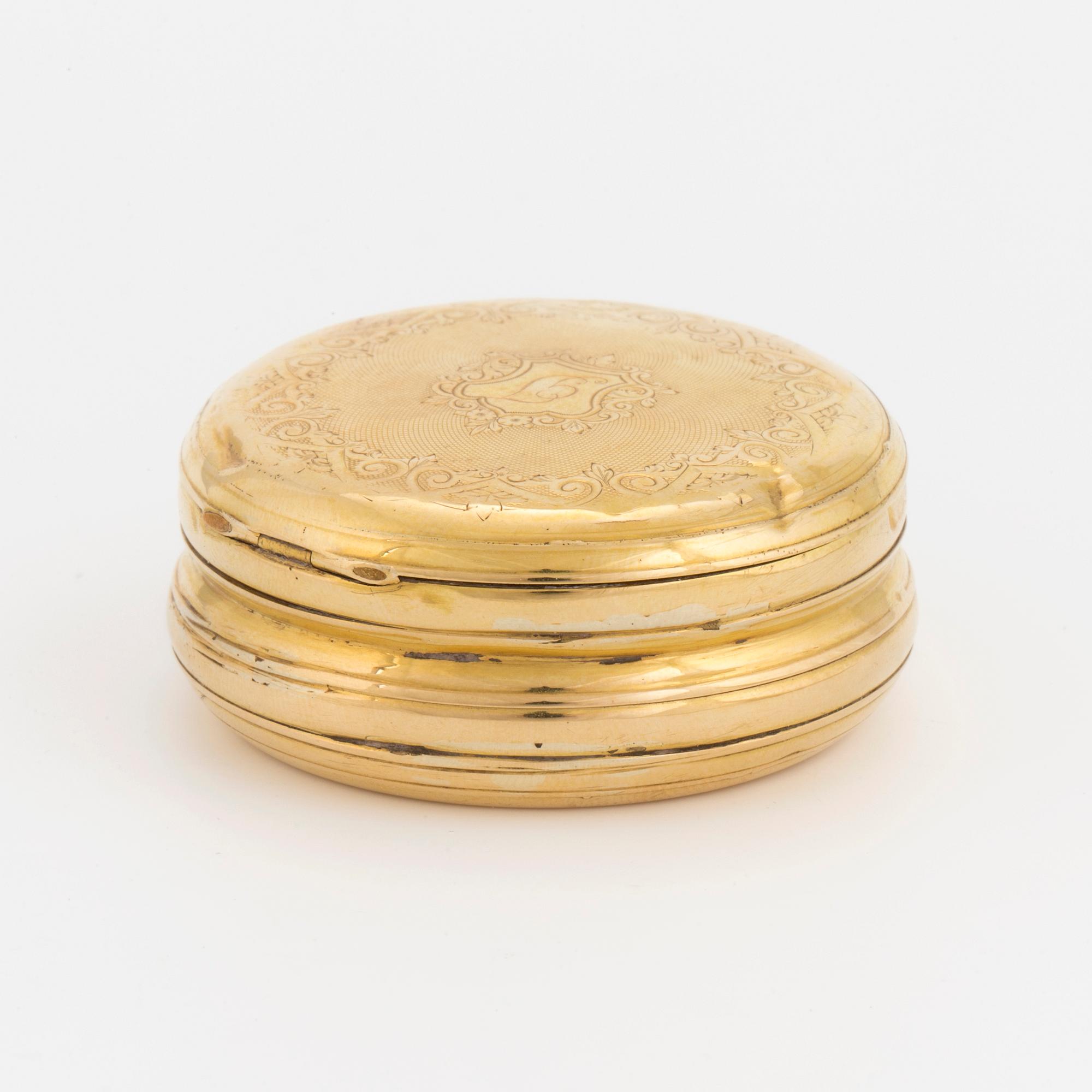 PILLERASK, 18 k guld, omkring år 1900.