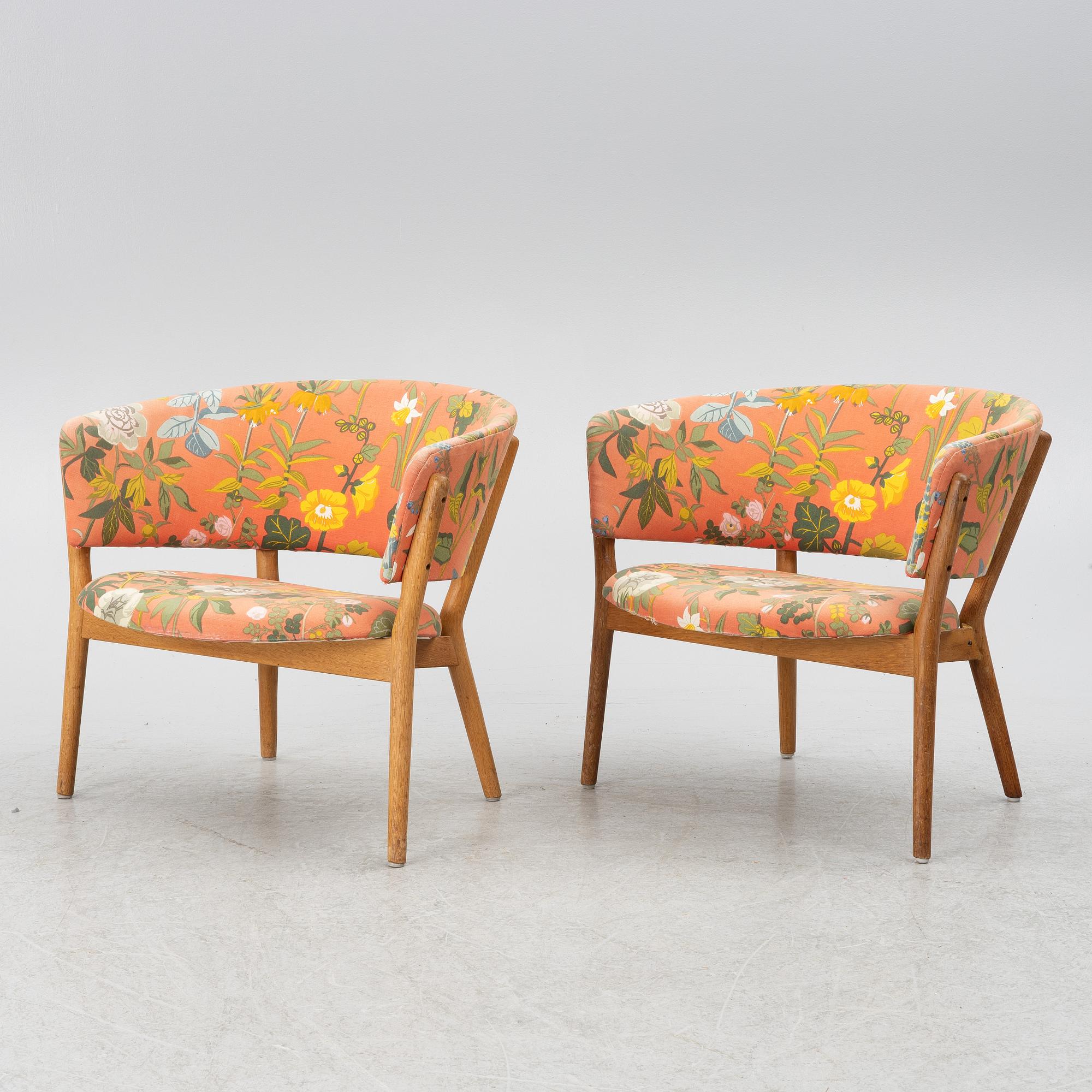 Jörgen & Nanna Ditzel, a pair of 'Kitani ND-01' armchairs, Willadsen, Vejen, Denmark, 1950s.