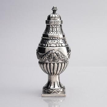 A Danish 18th century silver sugar caster, mark of Niels Pihl, Copenhagen 1783.