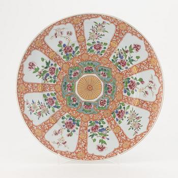 A large enamelled dish, probably Samson, late 19th century.