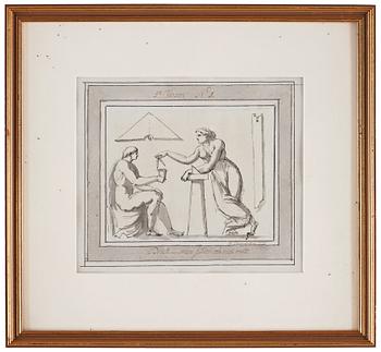 Carl August Ehrensvärd, "Goda gosse, glaset töm". Illustrations for drinking songs, 24.