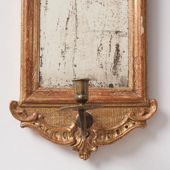 Spegellampett, för ett ljus, Stockholmsarbete, 1700-talets senare del, Rokoko.