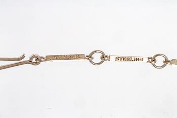 Wiwen Nilsson, pendant on chain, sterling silver, two rock crystal sapprox 15 x 15 mm each, Lund 1945.
