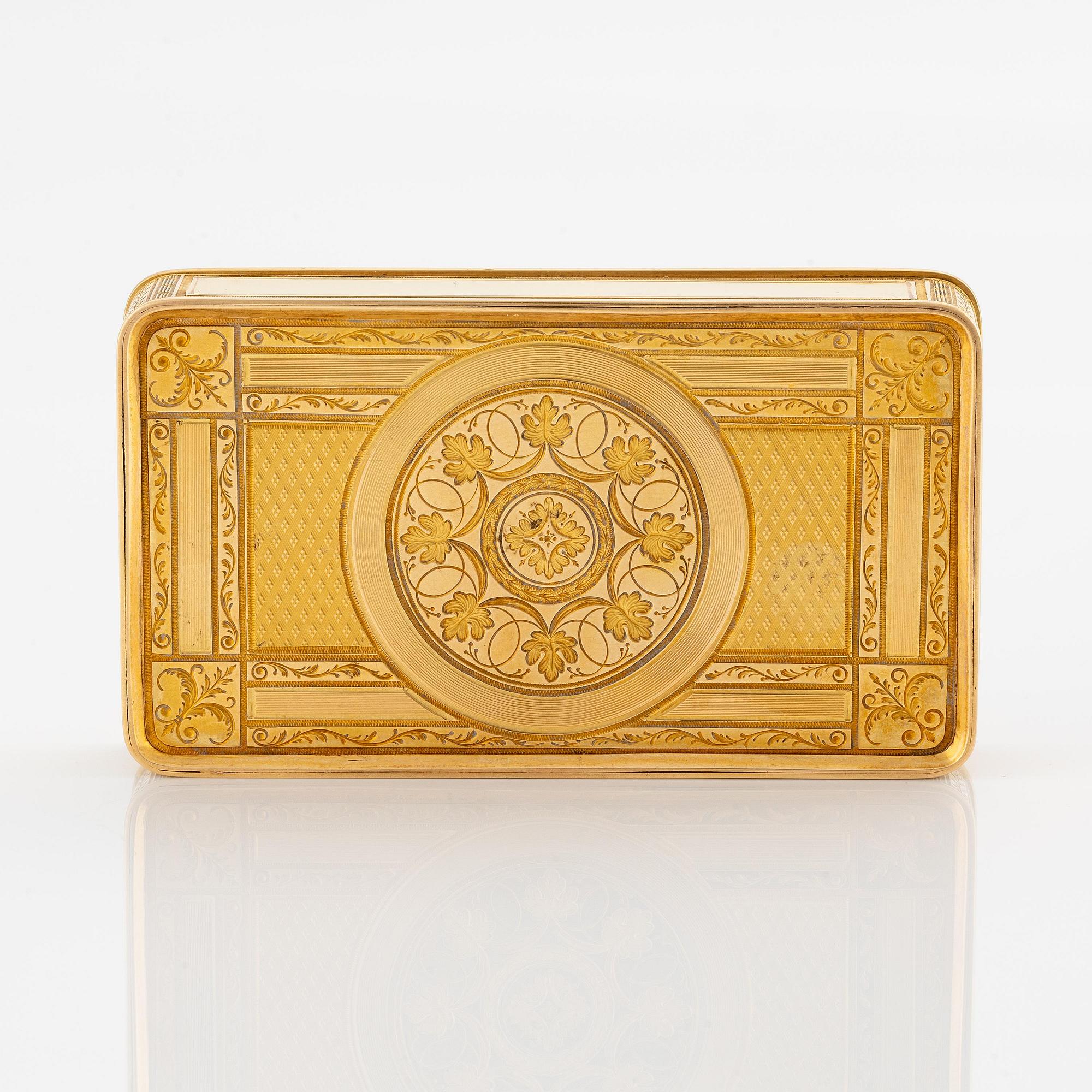 Isaac Malmborg, dosa, 18K guld, Stockholm 1813.