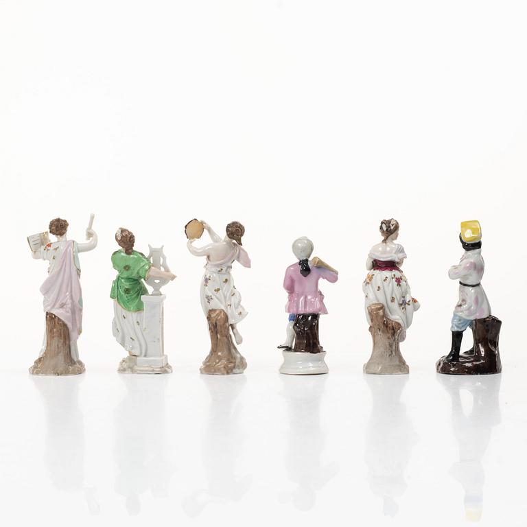 A group of six German porcelain figures, 20th century.