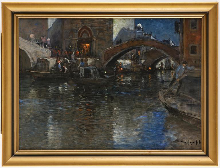 Wilhelm von Gegerfelt, Evening canal scene, Venice.