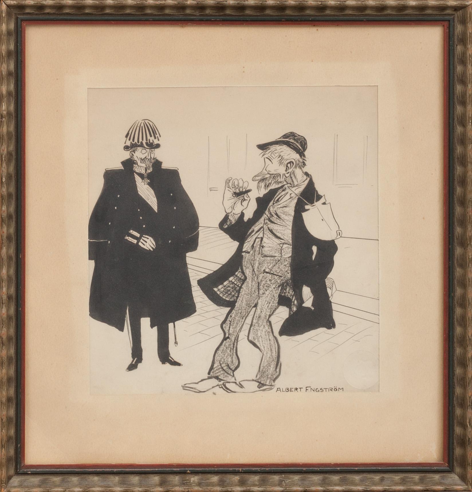 ALBERT ENGSTRÖM, Tuschteckning, signerad.