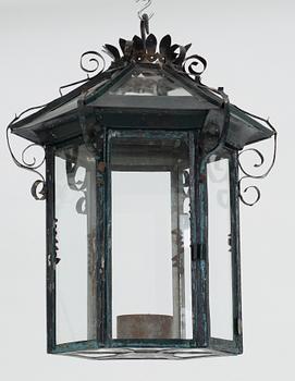 TAKLYKTA, plåt och glas, 1800/1900-tal. H 54.