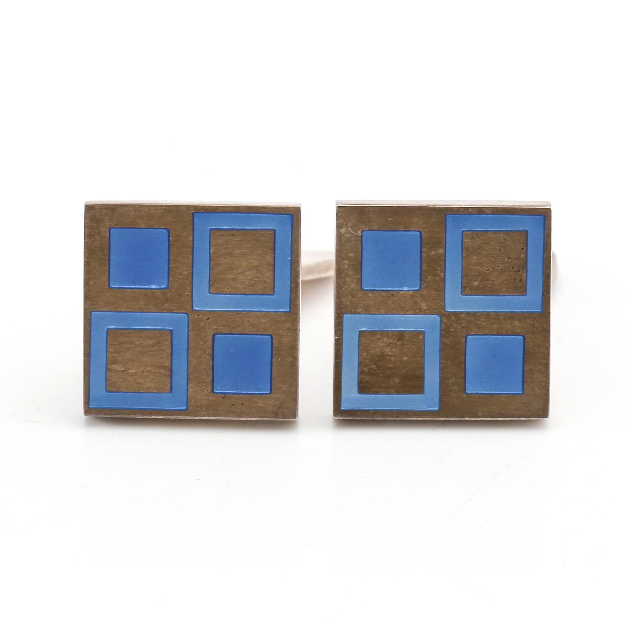 Georg Jensen, manschettknappar ett par "Mosaic" sterling silver och emalj.