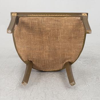A pair of chairs and a side table, second half of the 20th century. Empire style.