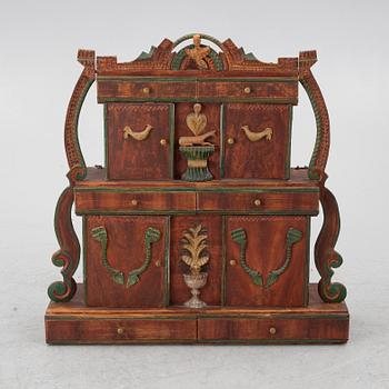Tablett/wall cabinet, folk art, Jämtland, 19th century.