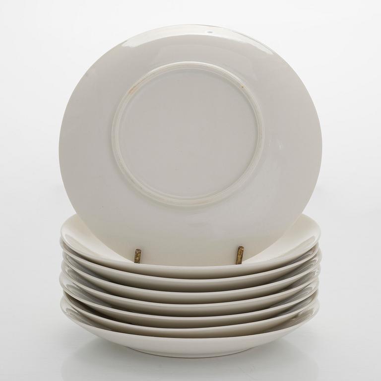 Eight coffee cups with saucers, Friedl Holzer-Kjellberg, Arabia late 1950s, and 7 side plates.