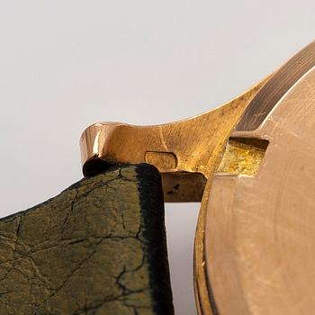 Omega, Seamaster, wristwatch, 22 mm, 18K gold, manual, plastic crystal.