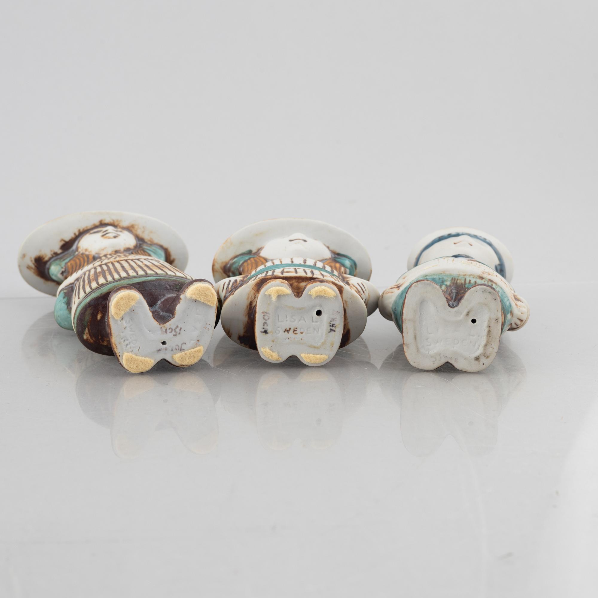 Lisa Larson, figuriner, 6 st, stengods, ur serien "Sekelskifte", Gustavsberg.