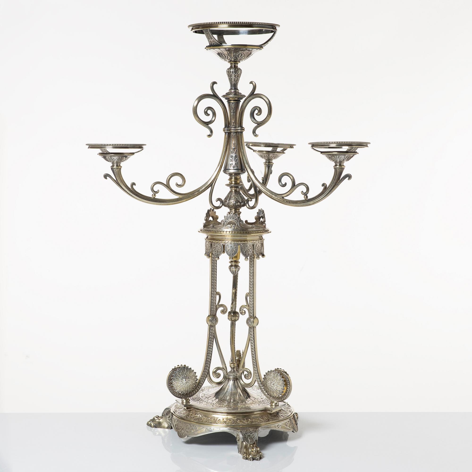 Bordsuppsats, nysilver, Elkington & Co, England, 1862.