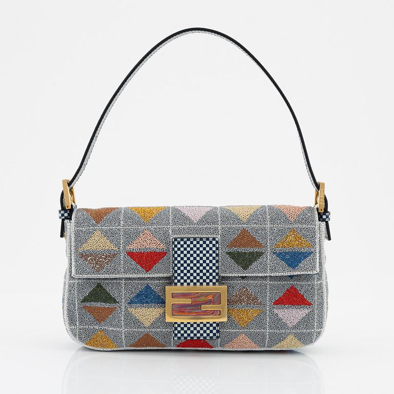 Fendi, a pearl embroidered baguette bag.