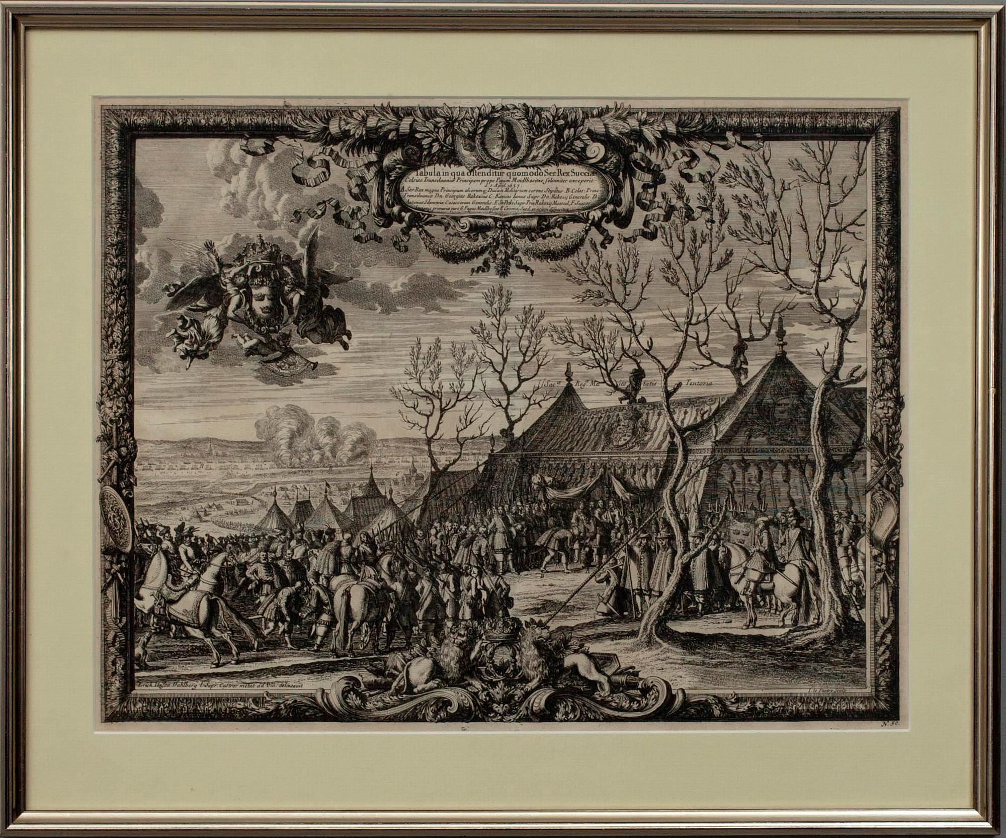 KOPPARSTICK, 1600/1700-tal, från boken S. v. Pufendorf, "De rebus a Carolo Gustavo gestis commentariorum libri septem".