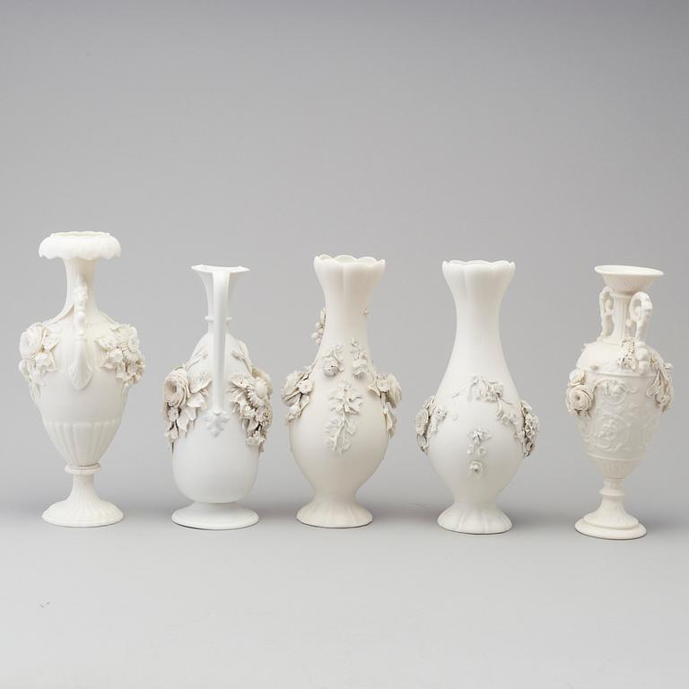SIX PARIAN VASES, Gustafsberg, second half of the 19th century.