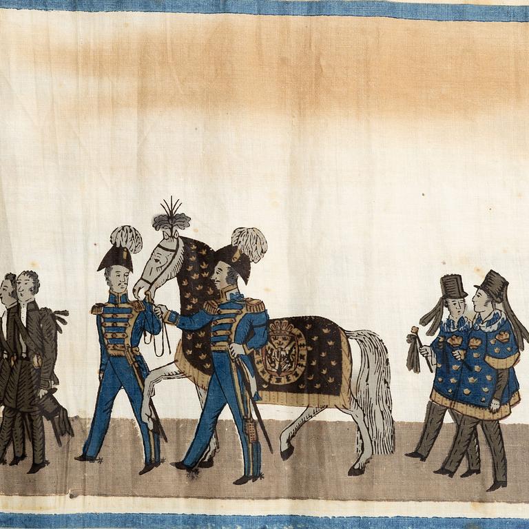 Minnesbonaden från 1844 över Karl XIV Johans begravningståg.