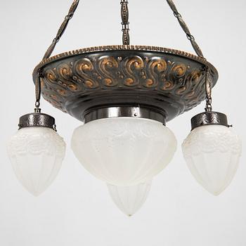 An early 20th-century Jugend style pendant ceiling light.