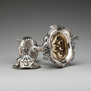 SOCKERSKÅL, silver, Gustaf Dahlgren 1867, Malmö. Ca 940g.