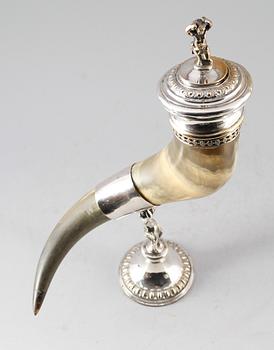 DRYCKESHORN, nysilver, omkring år 1900.