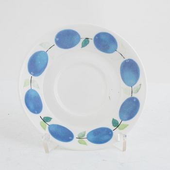 Stig Lindberg, elevens bone chian coffee cups with saucers, "Prunus", Gustavsberg, Sweden.