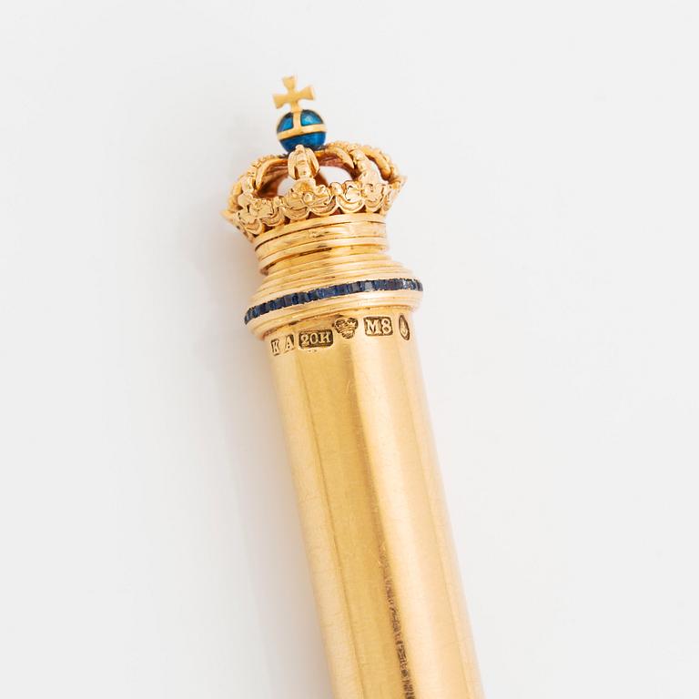 A 20K gold pen with the monogram of Gustav V.