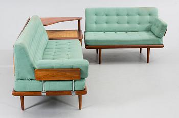PETER HVIDT & ORLA MØLGAARD NIELSEN, soffgrupp 3 dlr, "Minerva", France & Son, Danmark, 1950/60-tal.