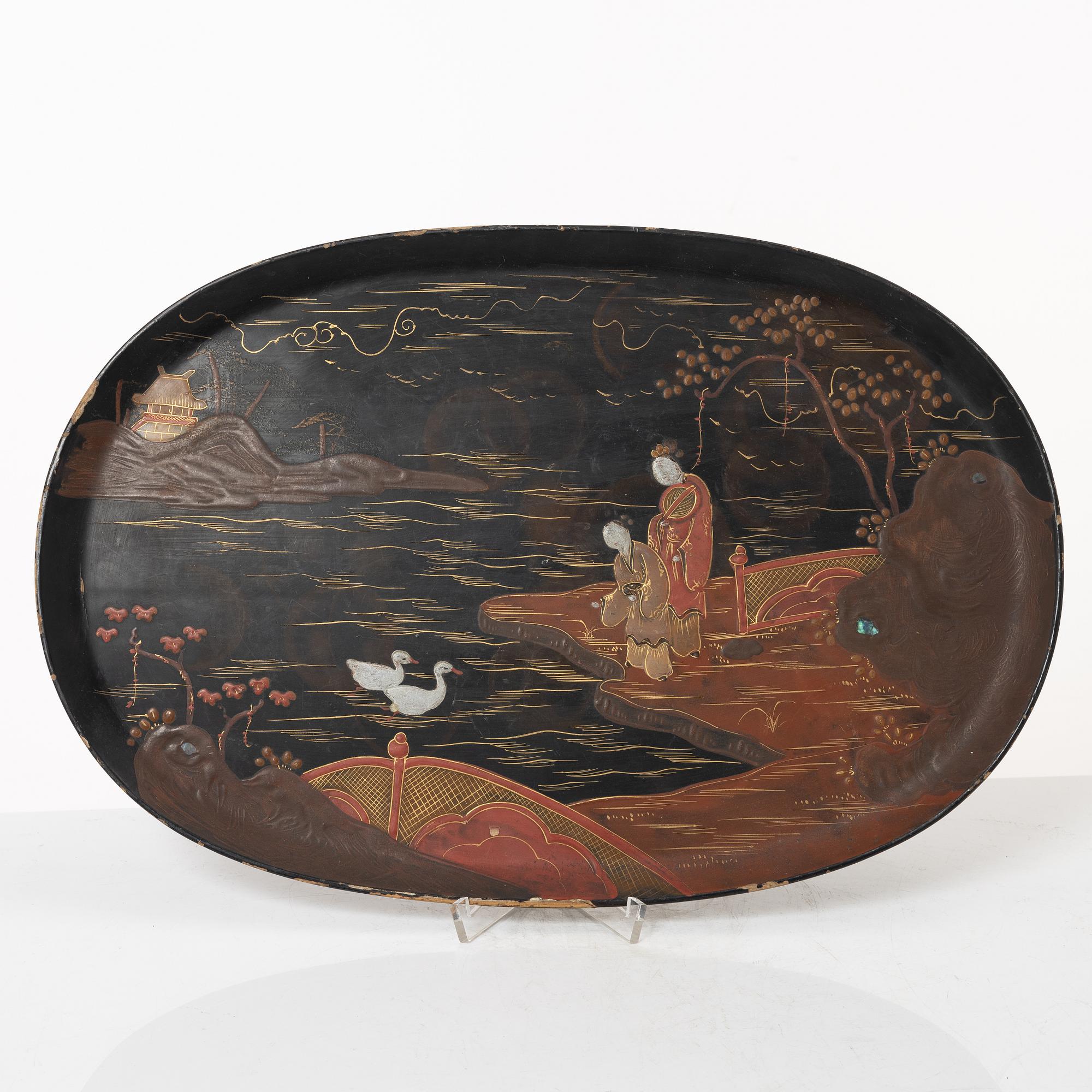 Bricka, lack, Japan, Meiji/tidigt 1900-tal.