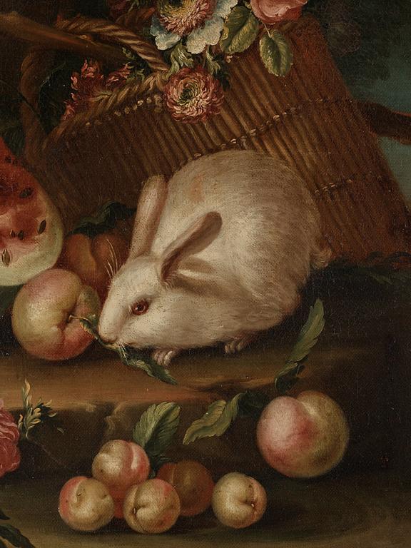 Fransesco Lavagna Circle of, Garden still life with birds and rabbit (2).