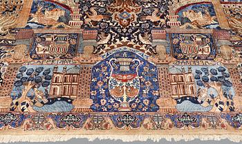 A figural Kashmar carpet, approx. 385 x 298 cm.