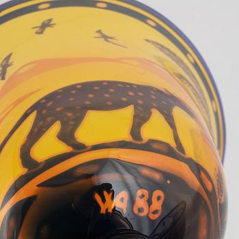 Wilke Adolfsson, glaspokaler, 2 st, 1988, signerade.