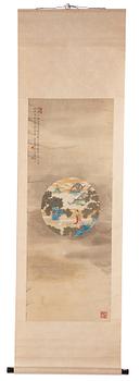 A Chinese scroll painting, Qing dynasty, circa 1900.