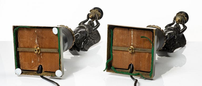 A pair of Empire style table lamps, circa 1800.