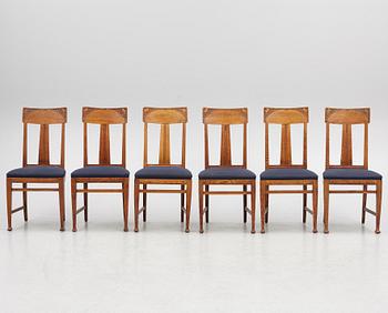 Six Art Nouveau Chairs, early 20th Century.