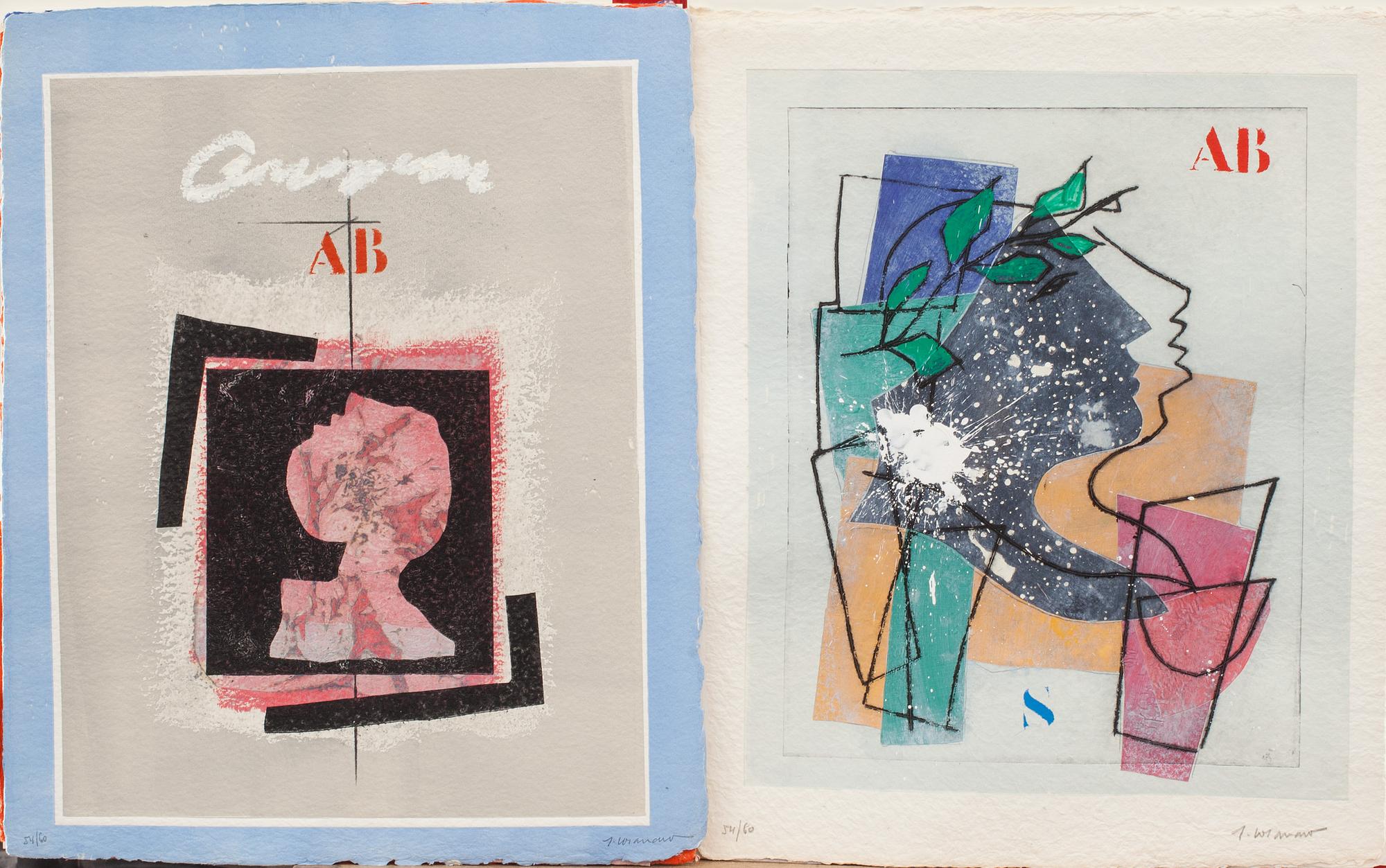 JAMES COIGNARD, 8 st carborundumgravyrer i mapp, "Regards sur l'oeuvre gravé", signerade och numerade 54/60.