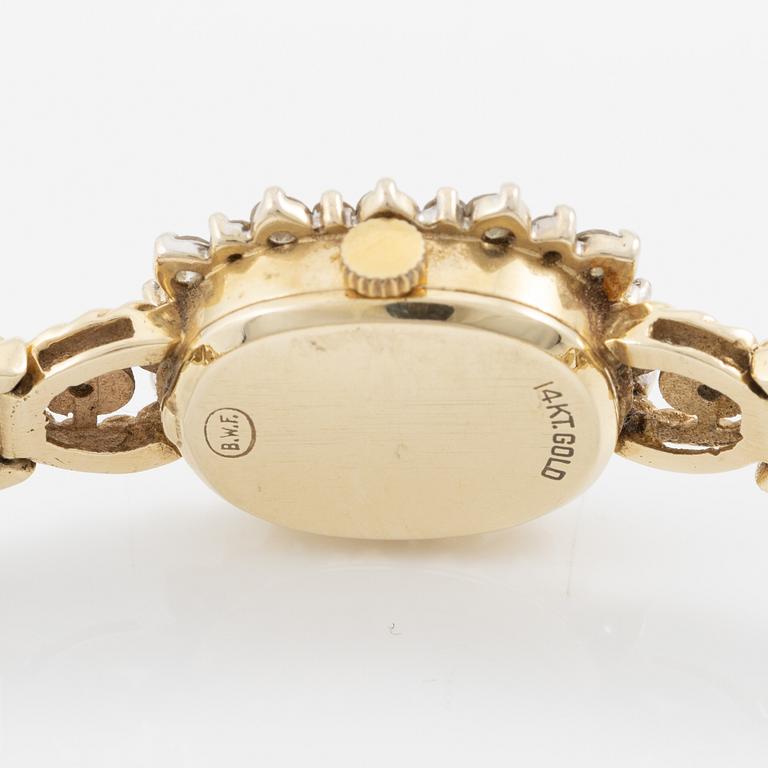 Wristwatch, Andre Pailet, 14K gold with brilliant-cut diamonds.