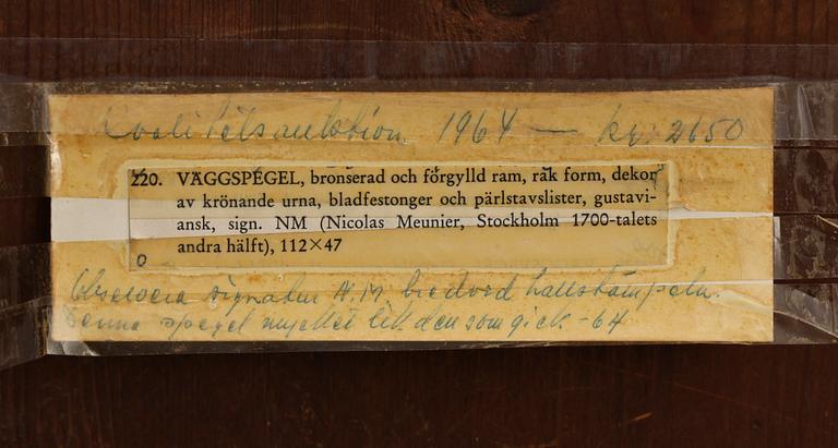 SPEGEL, Niclas Meunier(1754-1797), Stockholm, gustaviansk.