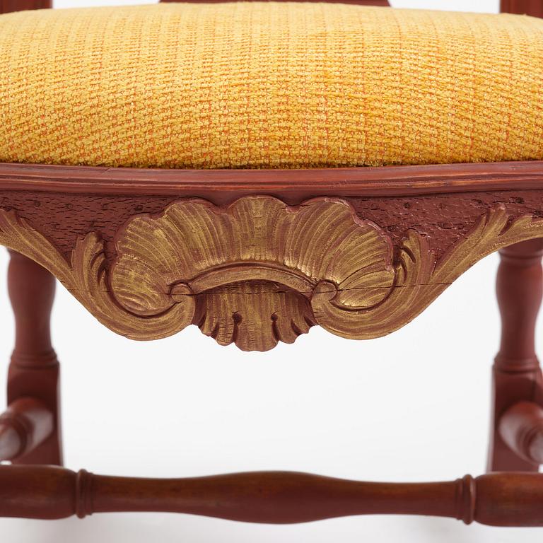 A Swedish rococo armchair, Stockholm, later part 18th century.