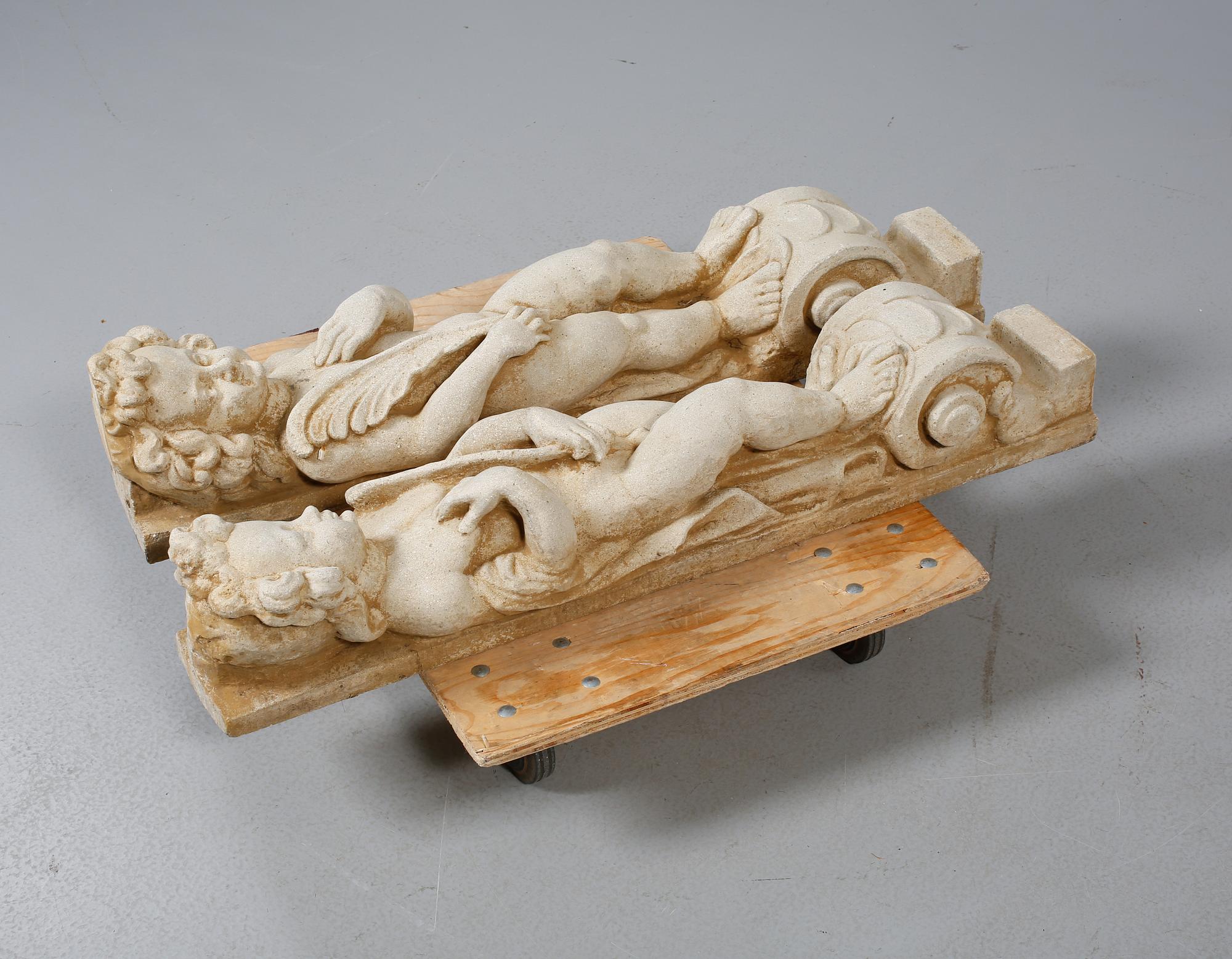 DEKORELEMENT, ett par, stenmassa, 1900-tal.