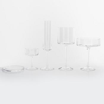 Karl Lagerfelt, a 118-piece "Orrefors" glass service with 94 coaster for Orrefors, Sweden.