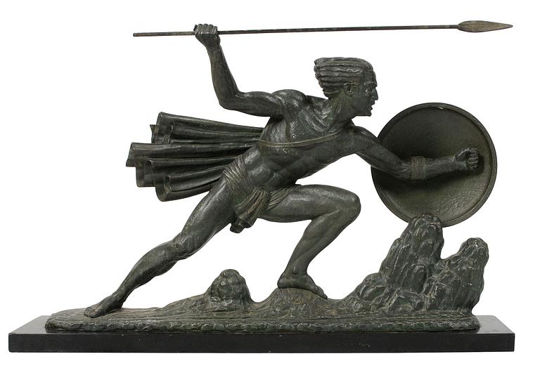 SKULPTUR, patinerad metall, Art Déco.