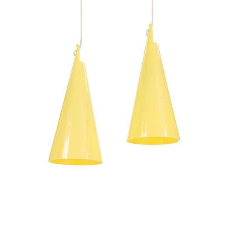Hans Bergström, a pair of ceiling lamps, "Struten" model 181, ateljé Lyktan, Åhus, Sweden, 1950-60s.