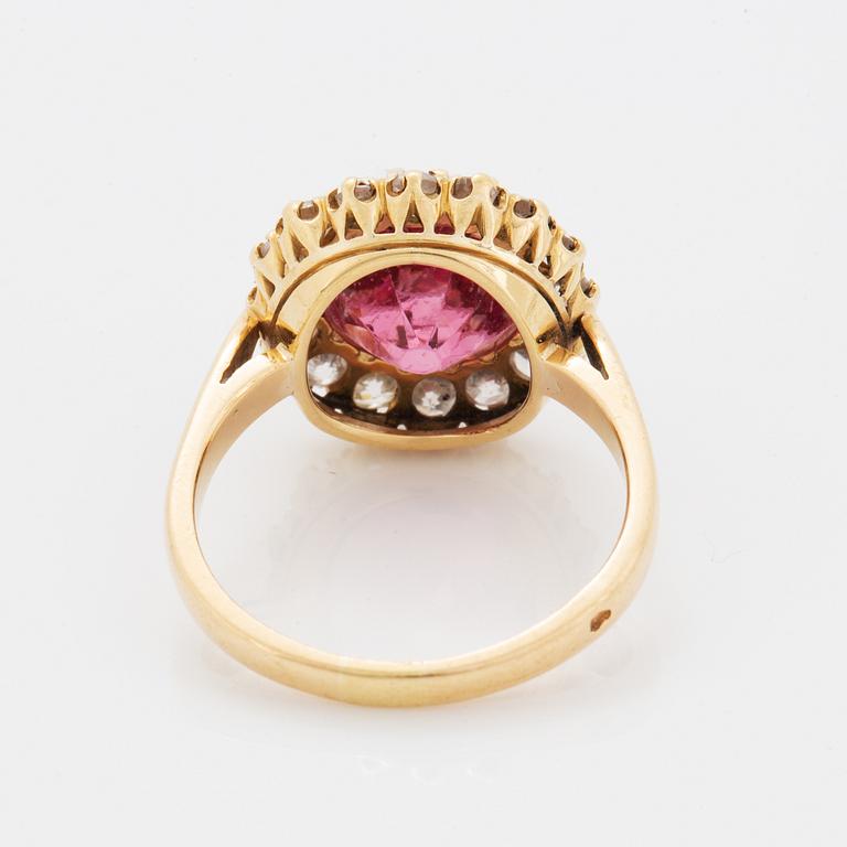 Pink spinel and old-cut diamond ring, French mark, early 1900's.