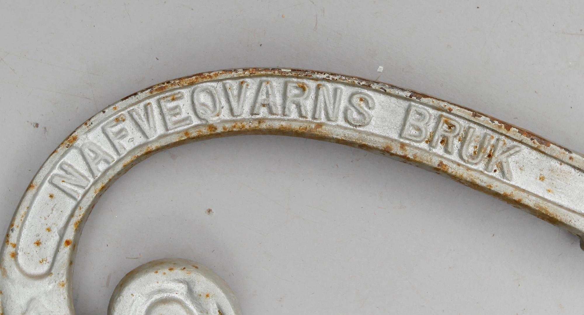 SOFFGAVLAR, 1 par, gjutjärn, Näfveqvarns Bruk, 1900-talets första hälft.